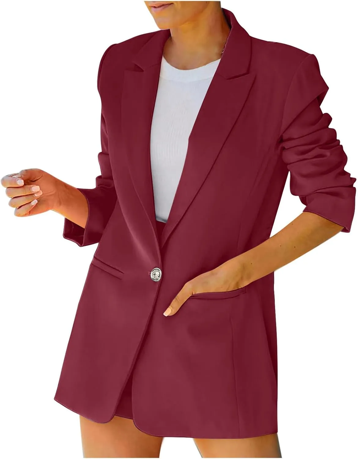Business Casual Jackets for Women Long Sleeve Work Office Blazer Loose Open Front Lapel Button Jacket Outfit