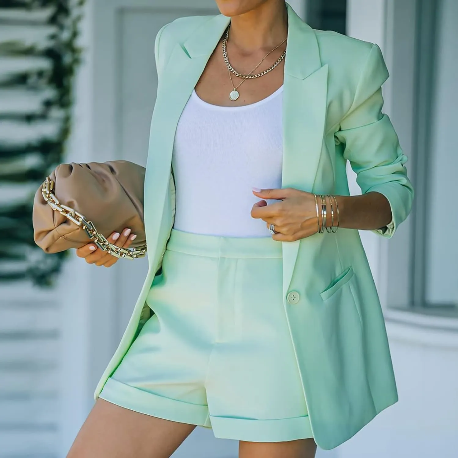 Business Casual Jackets for Women Long Sleeve Work Office Blazer Loose Open Front Lapel Button Jacket Outfit