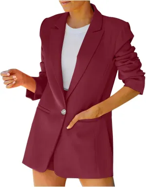 Business Casual Jackets for Women Long Sleeve Work Office Blazer Loose Open Front Lapel Button Jacket Outfit