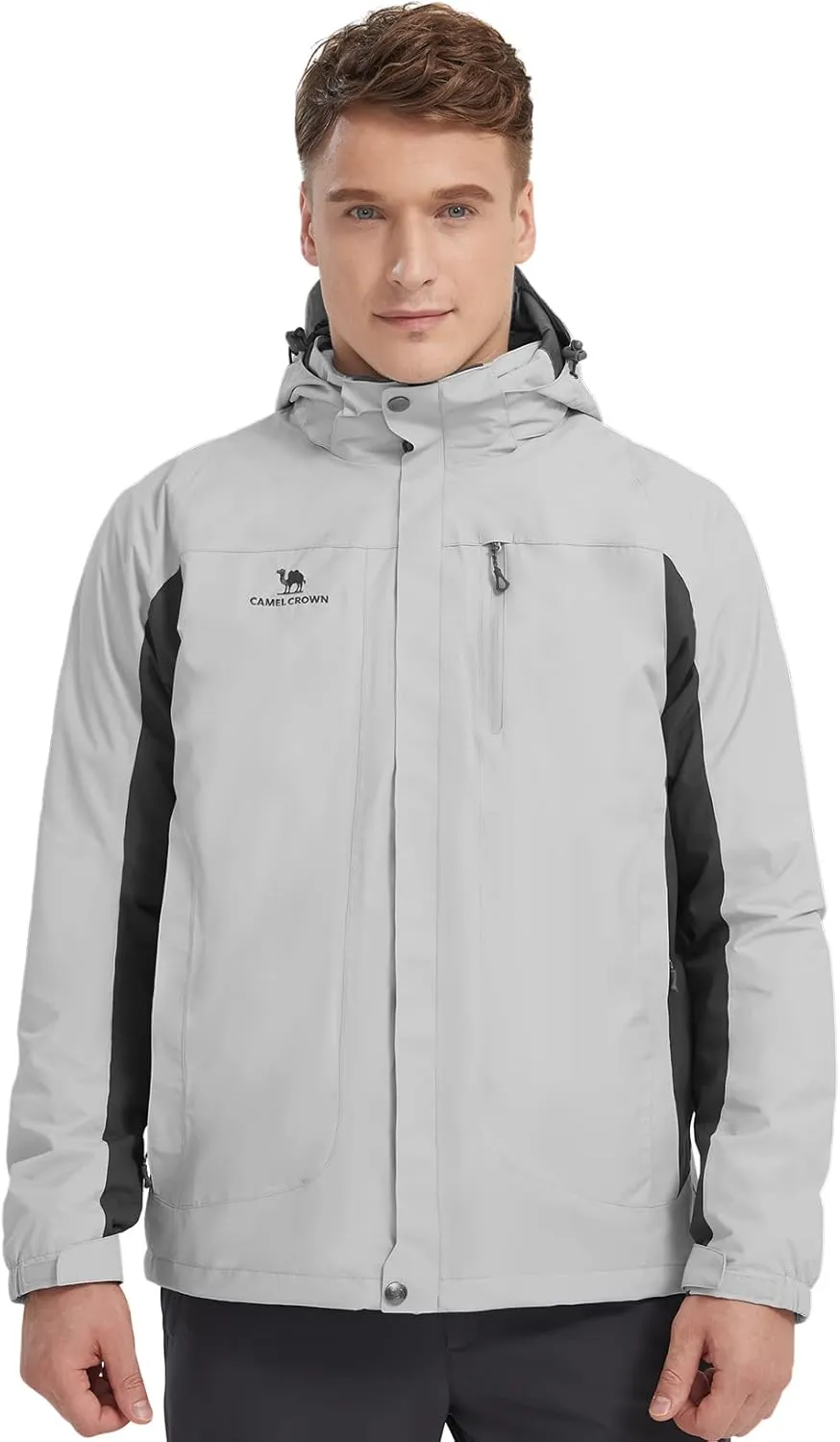 CAMEL CROWN Men's Ski Jacket 3 in 1 Waterproof Winter Jacket Snow Jacket Windproof Hooded with Inner Warm Fleece Coat