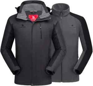 CAMEL CROWN Men's Ski Jacket 3 in 1 Waterproof Winter Jacket Snow Jacket Windproof Hooded with Inner Warm Fleece Coat