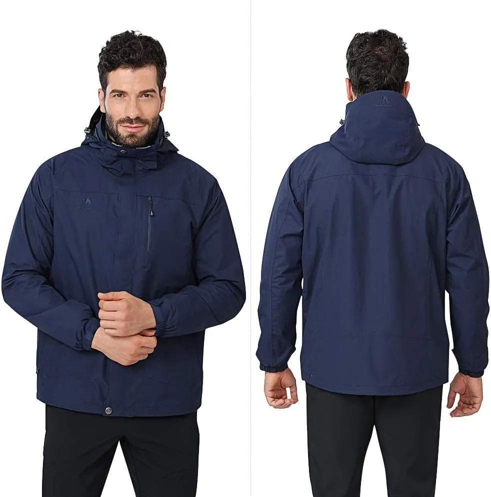 CAMEL CROWN Men's Ski Jacket 3 in 1 Waterproof Winter Jacket Snow Jacket Windproof Hooded with Inner Warm Fleece Coat