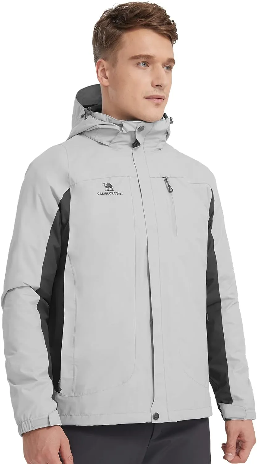CAMEL CROWN Men's Ski Jacket 3 in 1 Waterproof Winter Jacket Snow Jacket Windproof Hooded with Inner Warm Fleece Coat