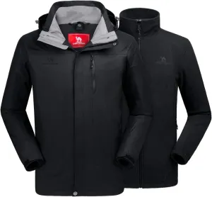 CAMEL CROWN Men's Ski Jacket 3 in 1 Waterproof Winter Jacket Snow Jacket Windproof Hooded with Inner Warm Fleece Coat