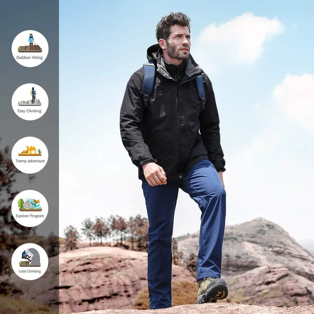 CAMEL CROWN Men's Ski Jacket 3 in 1 Waterproof Winter Jacket Snow Jacket Windproof Hooded with Inner Warm Fleece Coat