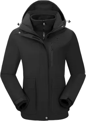 CAMELSPORTS Womens Ski Jackets Waterproof Fleece Snow Coat 3 in 1 Snowboarding Jackets Winter Warm Windbreaker Raincoat