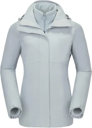 CAMELSPORTS Womens Ski Jackets Waterproof Fleece Snow Coat 3 in 1 Snowboarding Jackets Winter Warm Windbreaker Raincoat