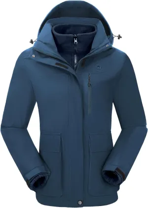 CAMELSPORTS Womens Ski Jackets Waterproof Fleece Snow Coat 3 in 1 Snowboarding Jackets Winter Warm Windbreaker Raincoat