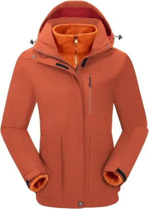 CAMELSPORTS Womens Ski Jackets Waterproof Fleece Snow Coat 3 in 1 Snowboarding Jackets Winter Warm Windbreaker Raincoat