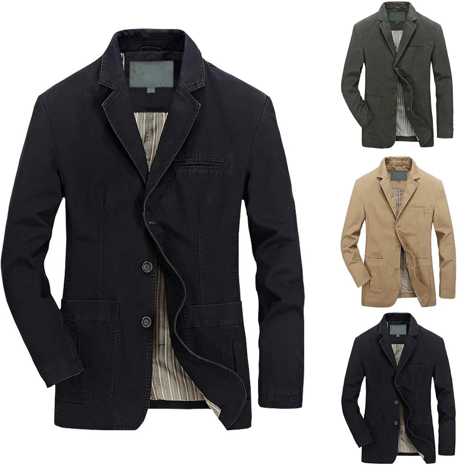 Casual Cotton Blazer for Men Button Down Suit Jacket Sport Coats Formal Dress Suir Blazer Jackets Work Jacket Coat