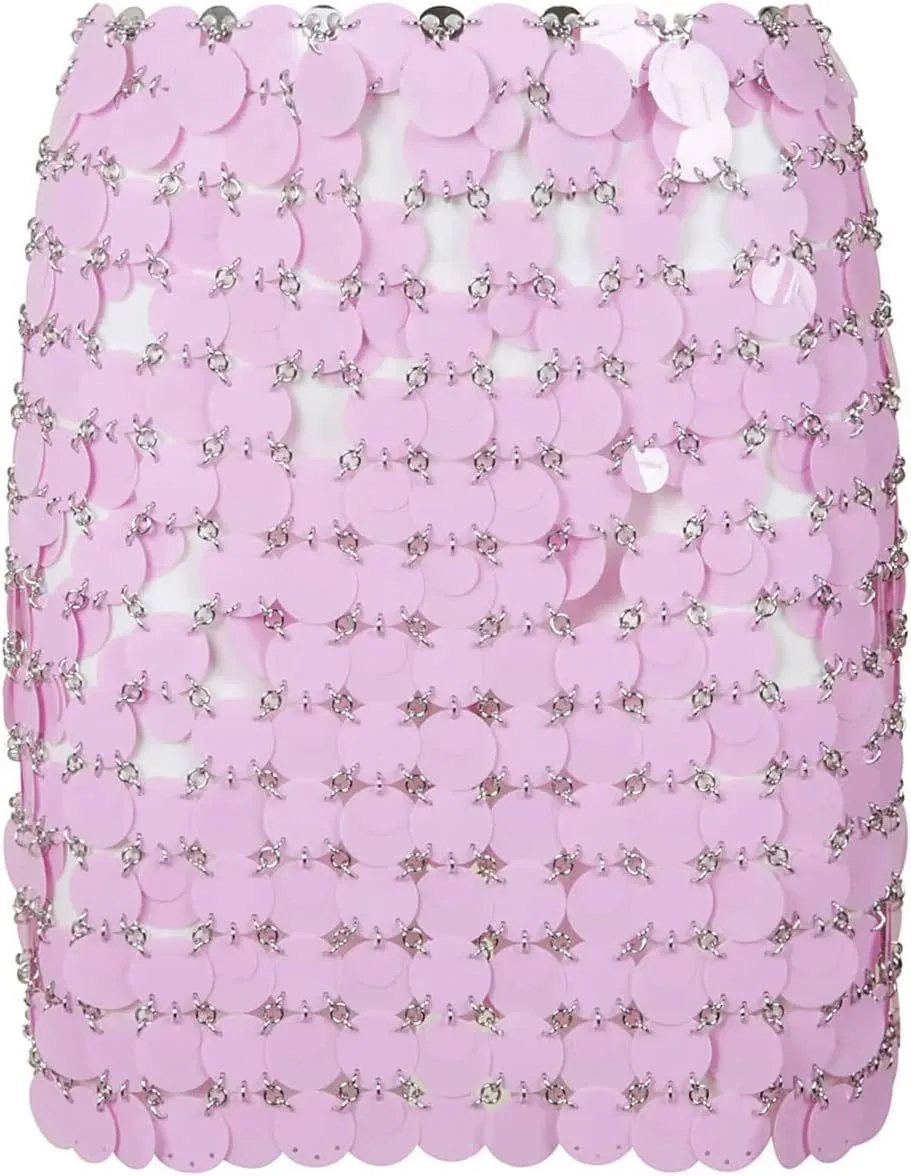 CHARTOU Women Sexy Sequin Mini Skirt Night Out Party Cocktail Sparkle Pencil Skirt Stretchy Glitter Skirt