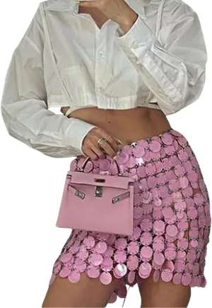 CHARTOU Women Sexy Sequin Mini Skirt Night Out Party Cocktail Sparkle Pencil Skirt Stretchy Glitter Skirt