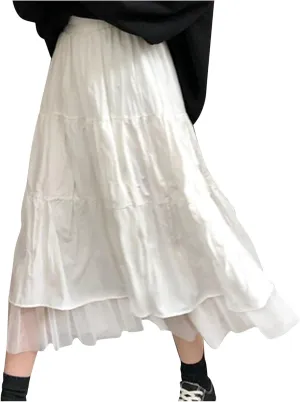Chiffon Fashion Clothes Skirt White Waisted Autumn High and Women Winter Skirt Ditsy Floral Skirt Small