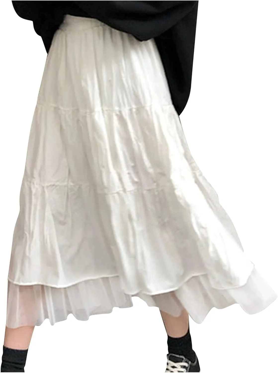 Chiffon Fashion Clothes Skirt White Waisted Autumn High and Women Winter Skirt Ditsy Floral Skirt Small
