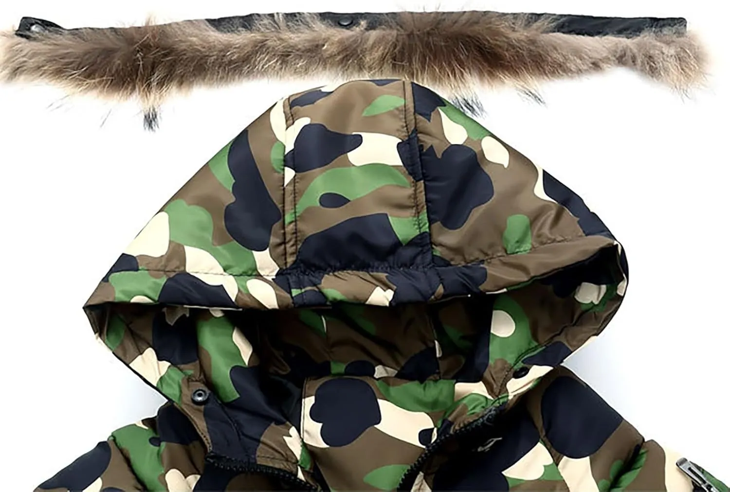 Children's Camouflage Down Cotton Padded Jacket Winter Warm Water Proof Hooded Coat Unisex Thicken Puffer Toddlers Coats
