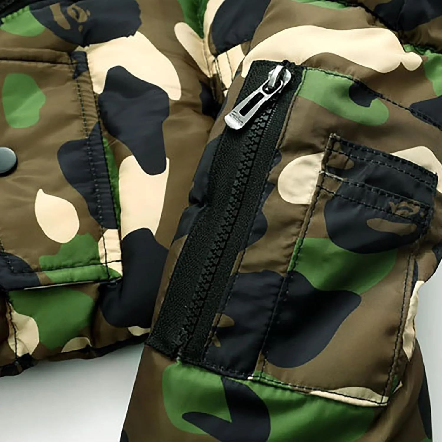 Children's Camouflage Down Cotton Padded Jacket Winter Warm Water Proof Hooded Coat Unisex Thicken Puffer Toddlers Coats
