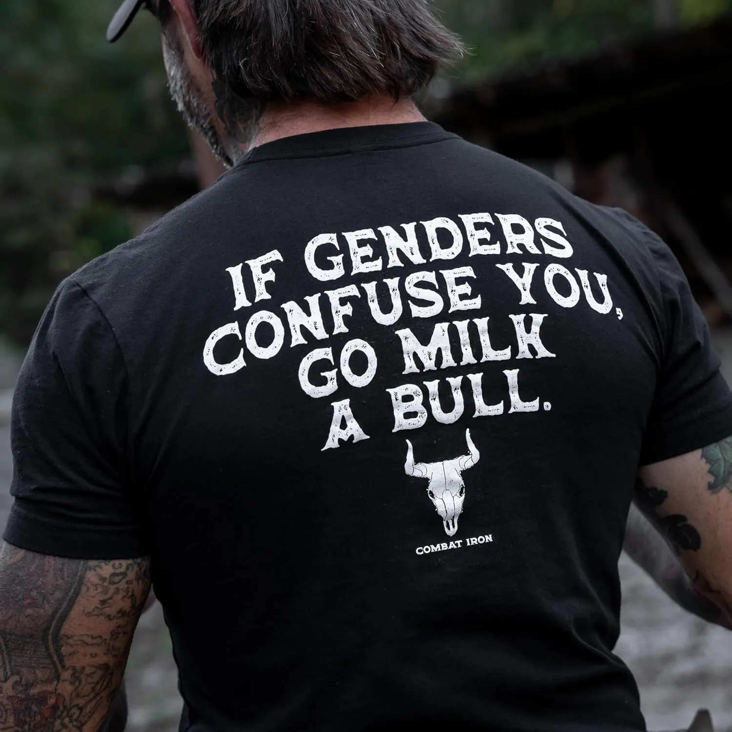 Combat Iron Men's Graphic T-Shirt | Go Milk a Bull | Cotton-Poly Blend | Athletic Fit, Tagless Comfort