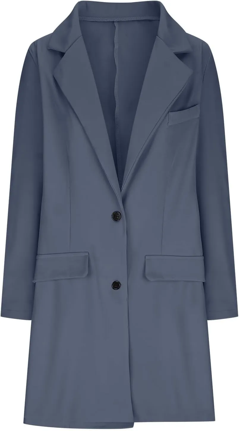 cooki Trench Coat for Women Casual Womens Winter Coats Lapel Cardigan Pea Coats Warm Overcoats Fall Long Blazer Jackets