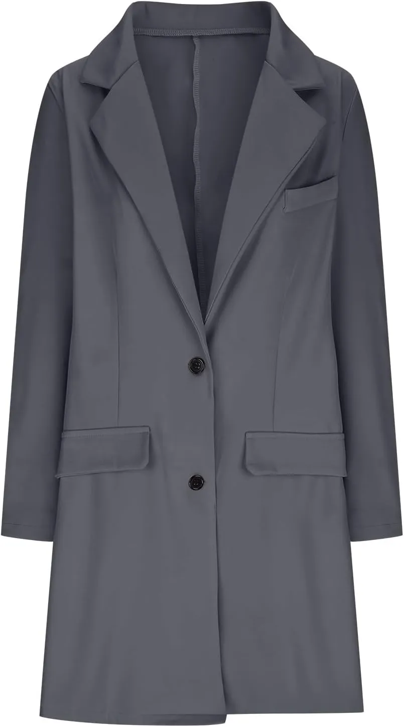 cooki Trench Coat Women 2024 Casual Winter Coats Lapel Cardigan Pea Coats Warm Overcoats Fall Long Blazer Jackets