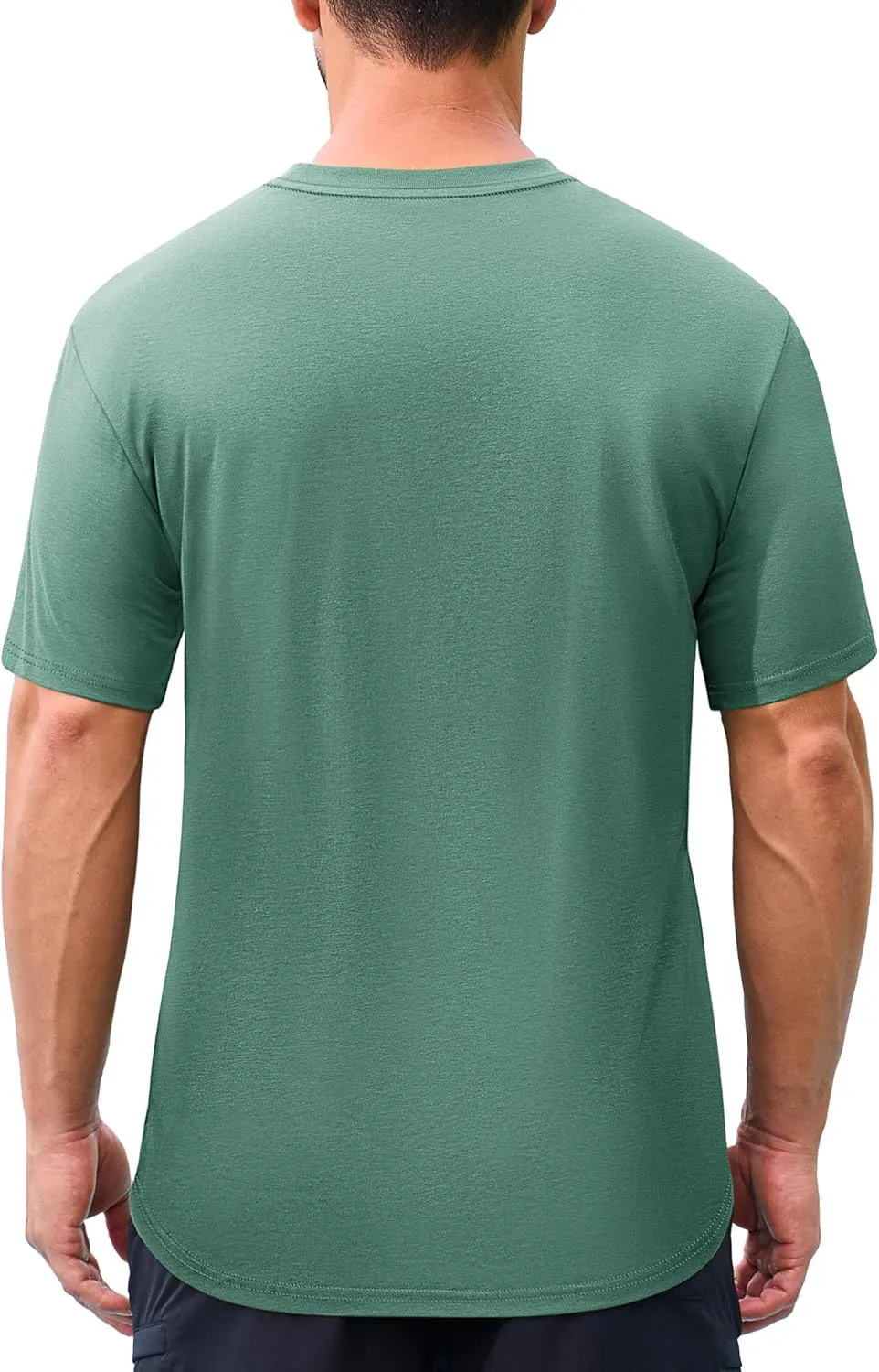Cotrasen Men's T-Shirt Curve Hem UPF 50  Moisture Wicking Cooling Short Sleeve Casual Slightly Loose Solid Basic Tee Tops