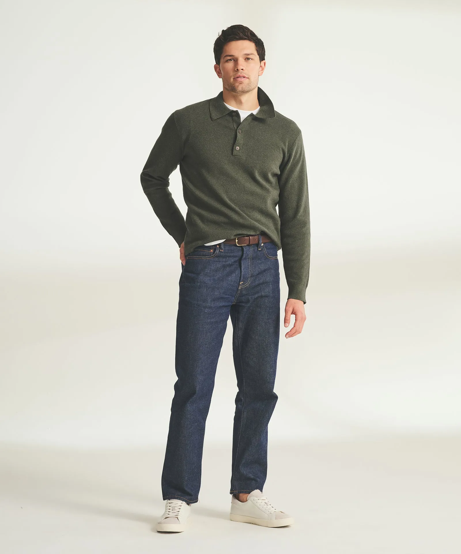 Cotton Cashmere Polo Sweater