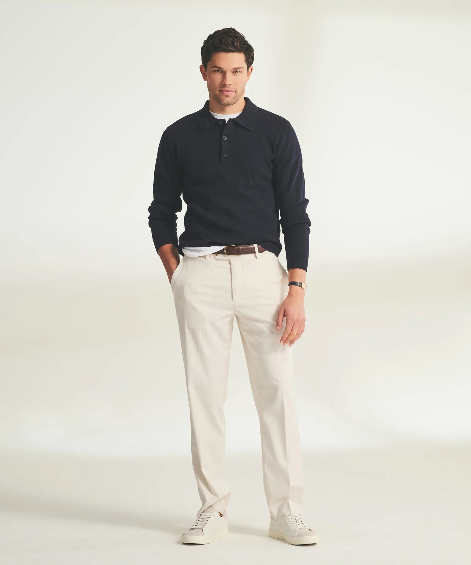 Cotton Cashmere Polo Sweater