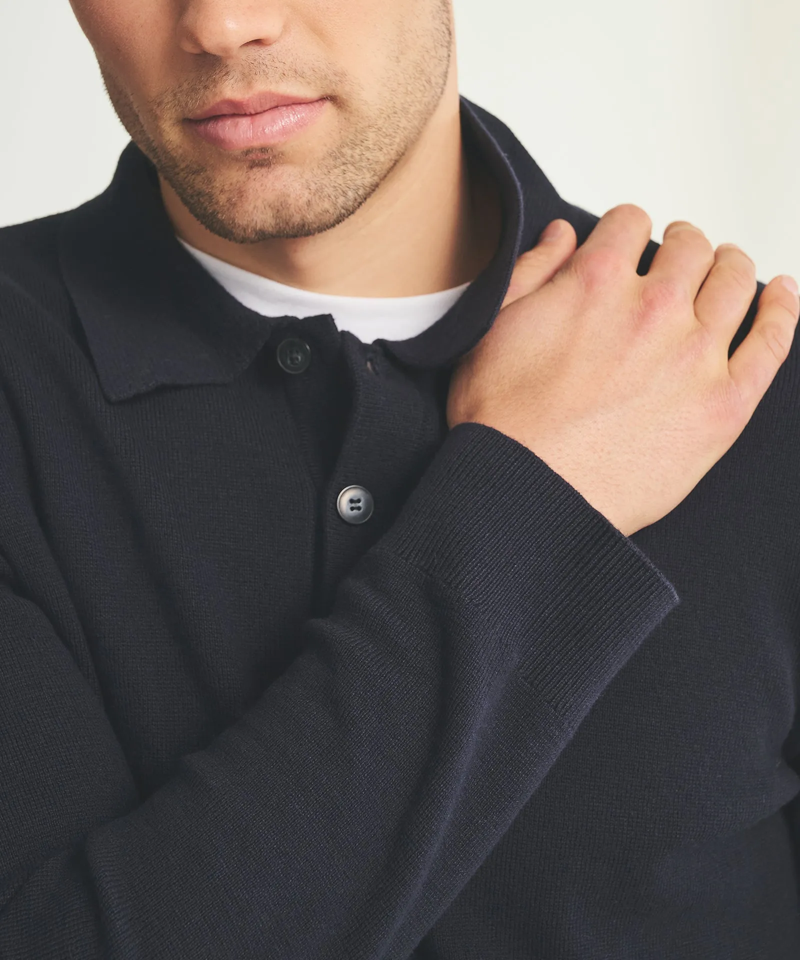 Cotton Cashmere Polo Sweater