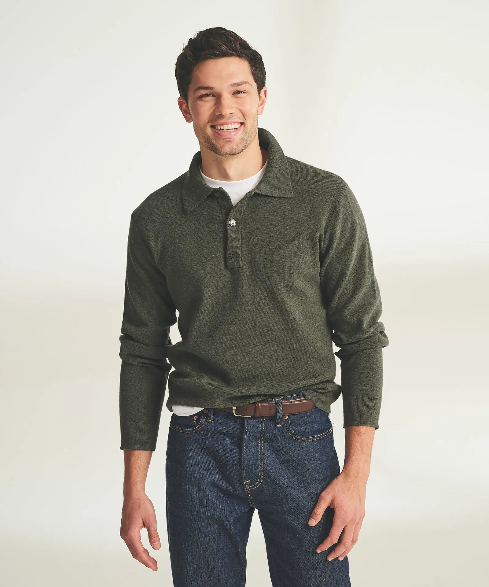 Cotton Cashmere Polo Sweater