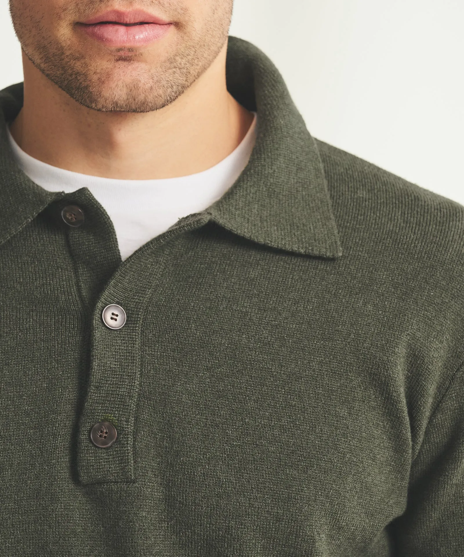 Cotton Cashmere Polo Sweater