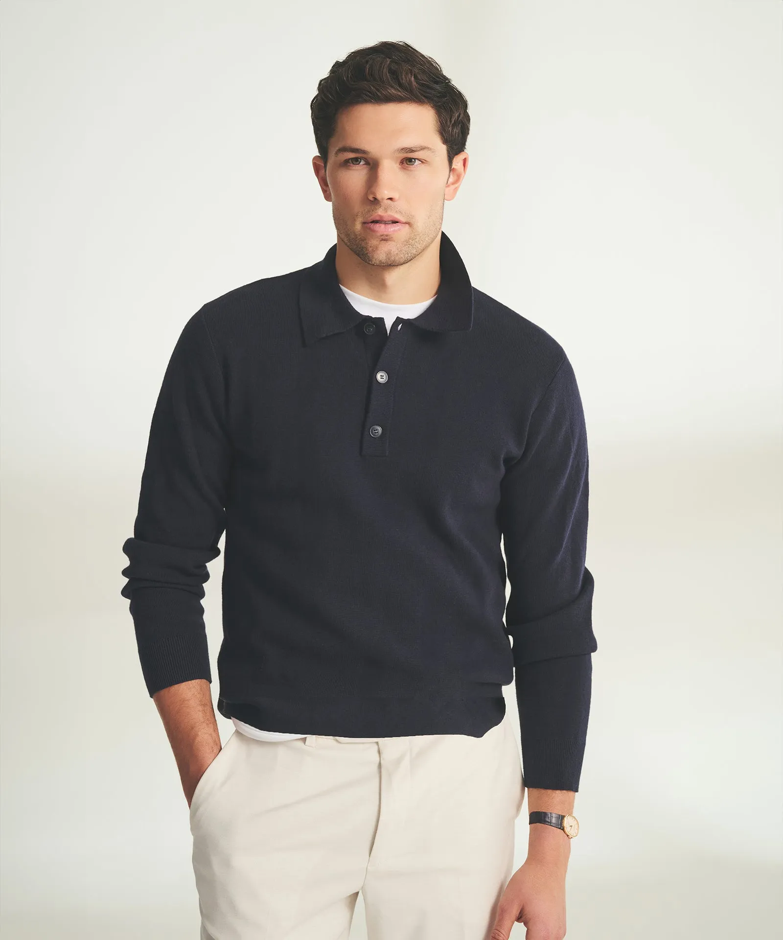 Cotton Cashmere Polo Sweater