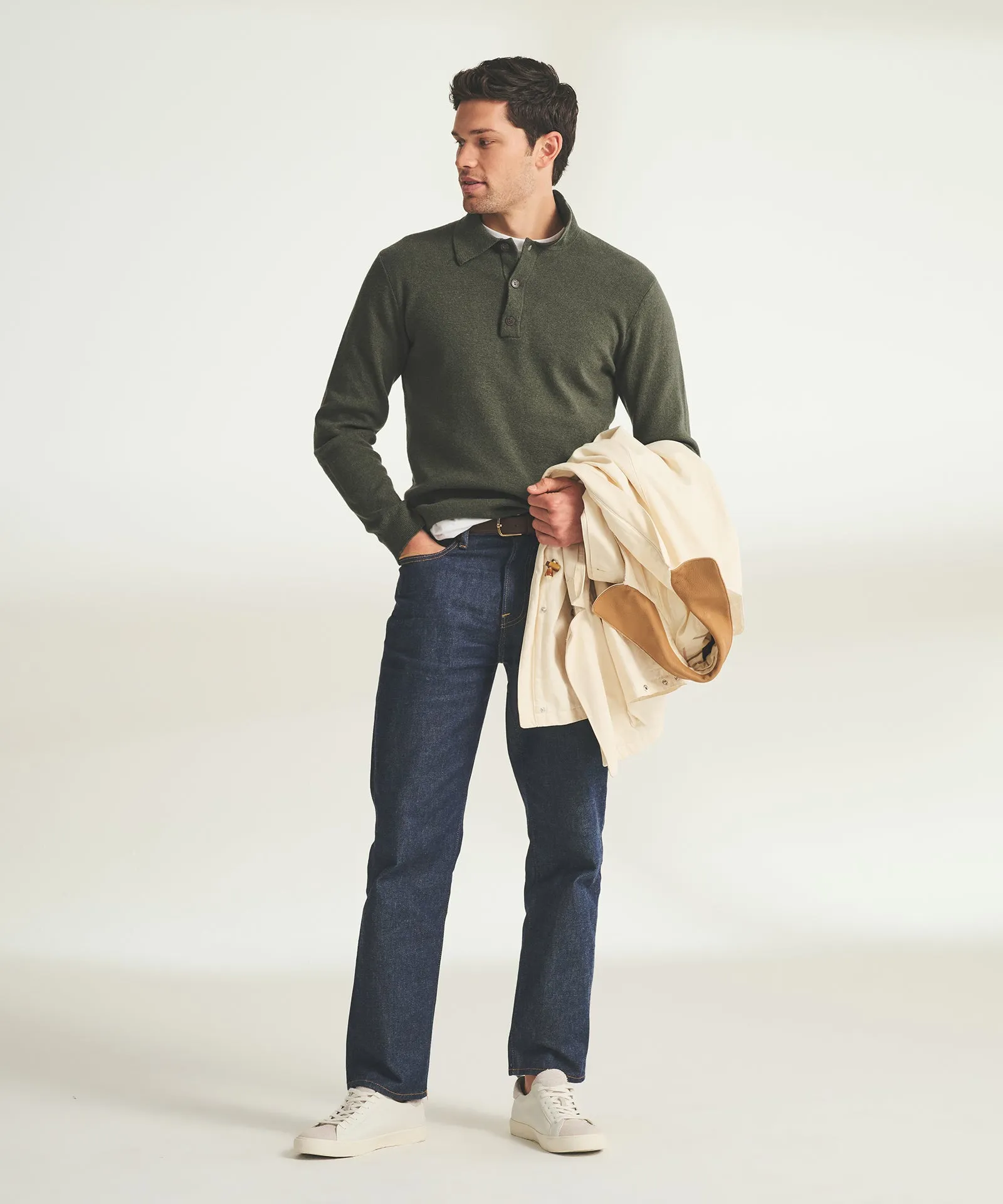Cotton Cashmere Polo Sweater