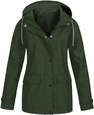 CRNTCEM Women's Outdoor Waterproof Jacket Lightweight Hooded Hiking Climbing Rain Jackets Active Outdoor Windbreaker Raincoat