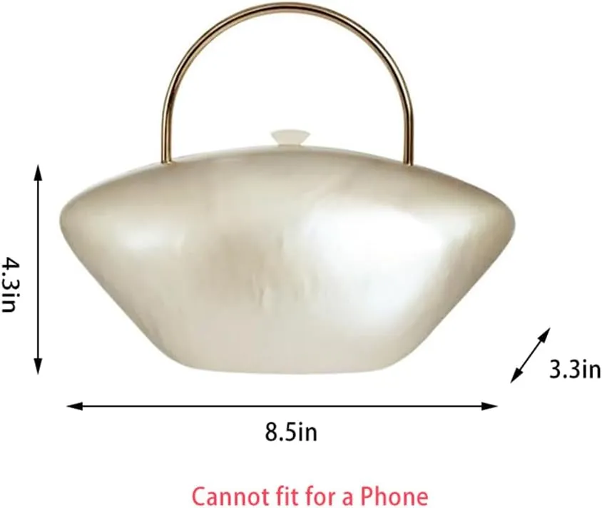 Cute Acrylic Shell Shaped Clutch Purse Small Evening Handbags for Women Wedding Party Prom CrossBody Bag