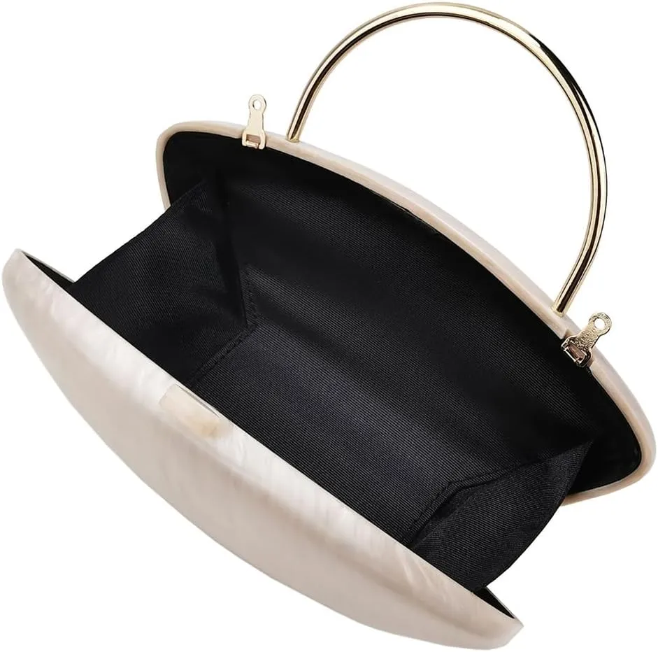 Cute Acrylic Shell Shaped Clutch Purse Small Evening Handbags for Women Wedding Party Prom CrossBody Bag