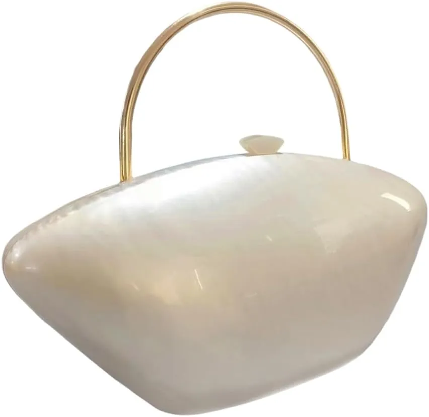 Cute Acrylic Shell Shaped Clutch Purse Small Evening Handbags for Women Wedding Party Prom CrossBody Bag