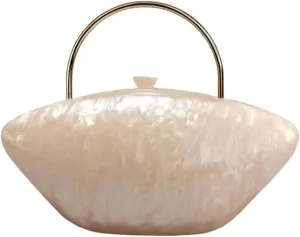 Cute Acrylic Shell Shaped Clutch Purse Small Evening Handbags for Women Wedding Party Prom CrossBody Bag