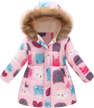 Cute Winter Warm Jacket Toddler Kids Thick Girls Hooded Windproof Outwear Coat Girls Kids Winter Jacket
