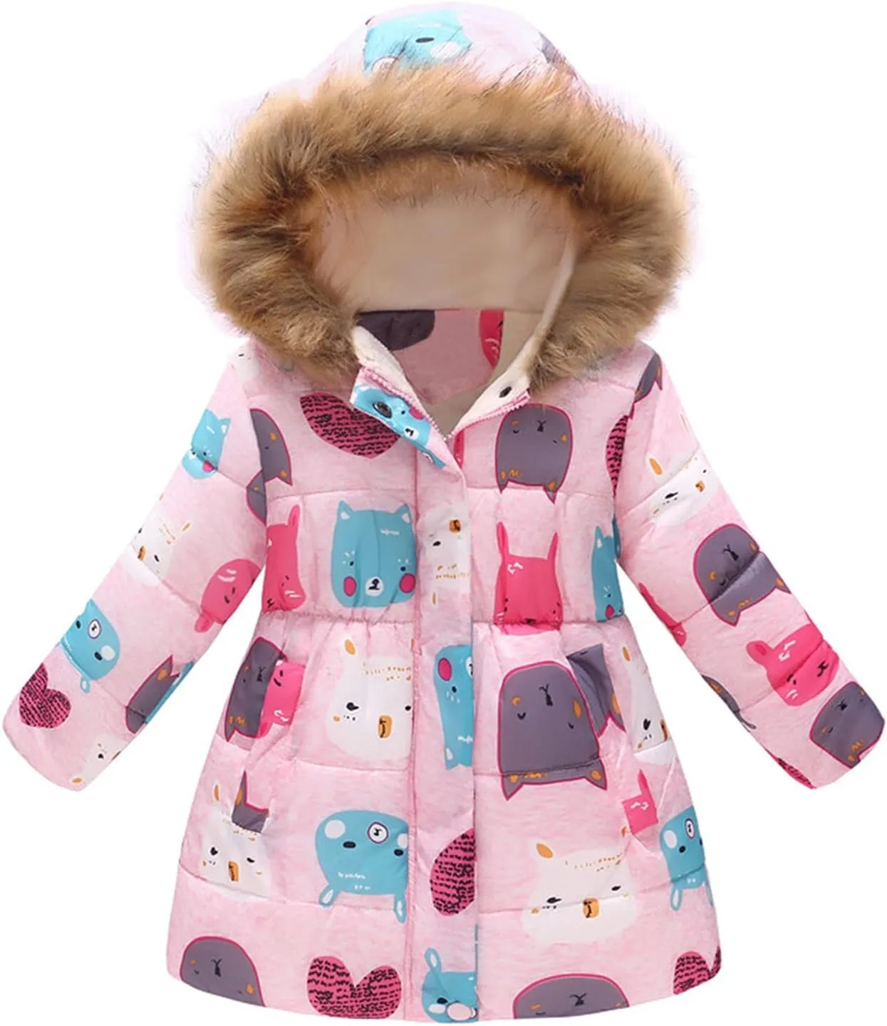 Cute Winter Warm Jacket Toddler Kids Thick Girls Hooded Windproof Outwear Coat Girls Kids Winter Jacket