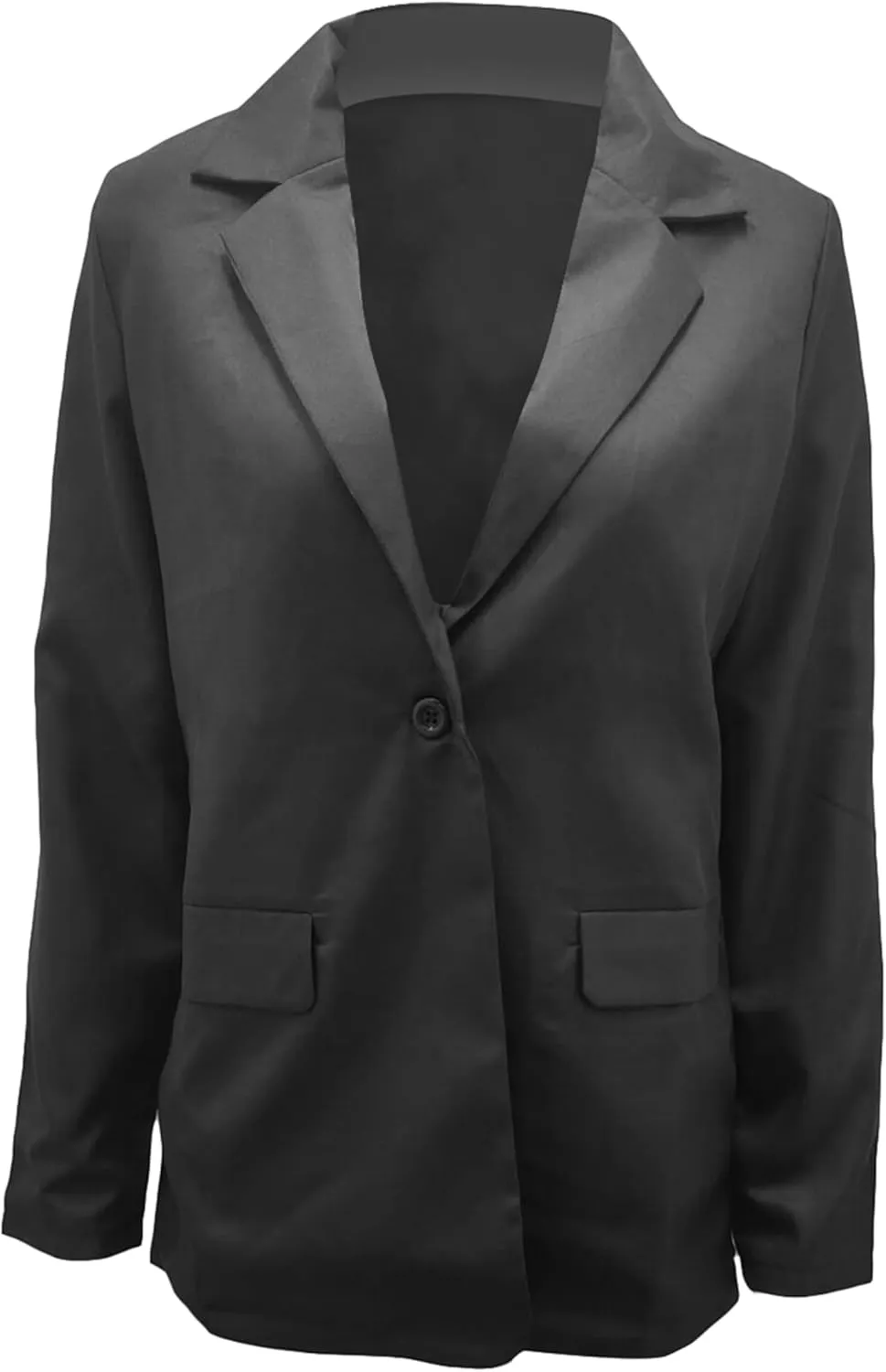 DIACACY Women's Lapel Open Front Work Blazer One Button Long Sleeve Jackets Office Solid Color Cardigan with Pockets