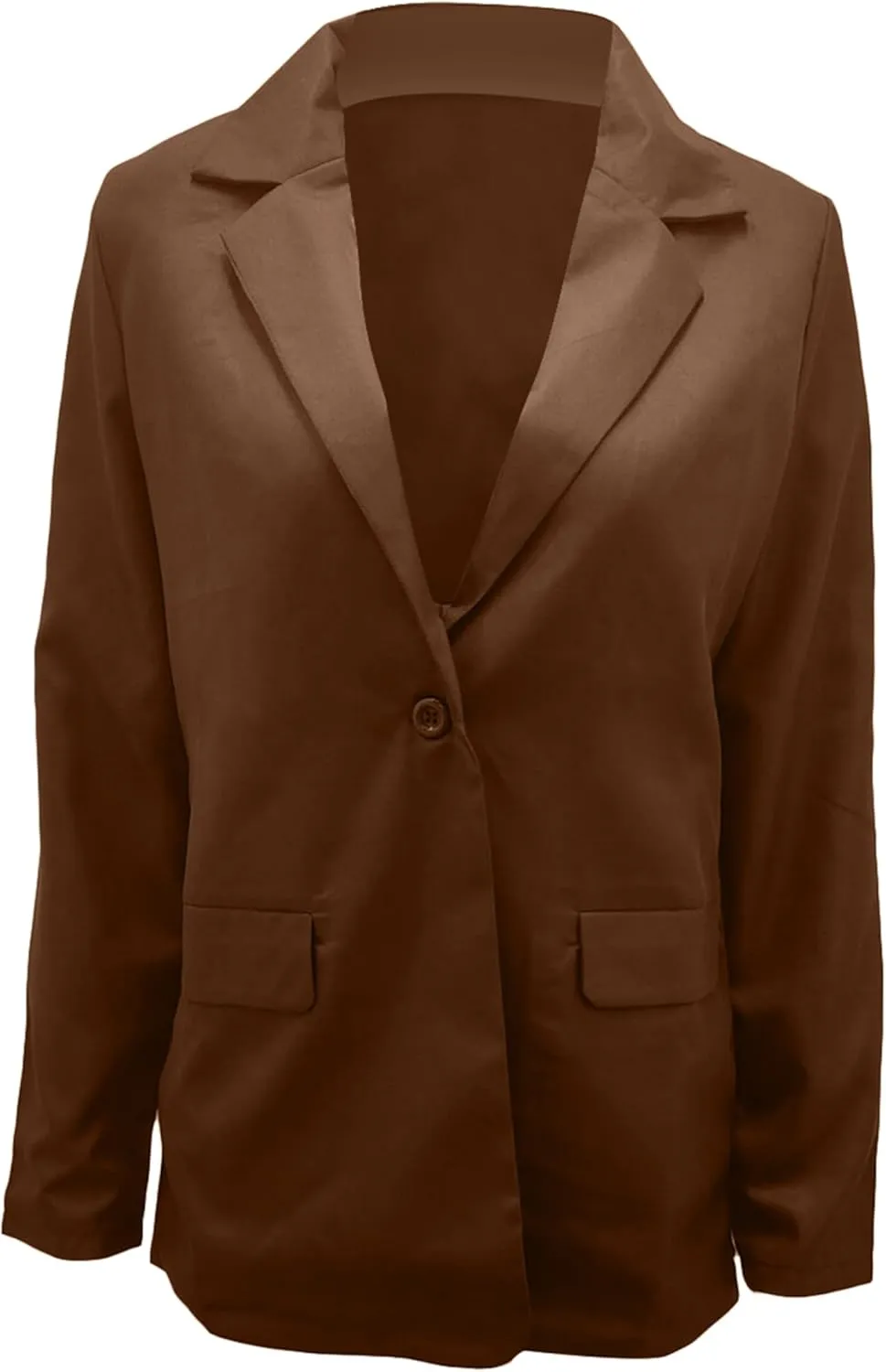 DIACACY Women's Lapel Open Front Work Blazer One Button Long Sleeve Jackets Office Solid Color Cardigan with Pockets
