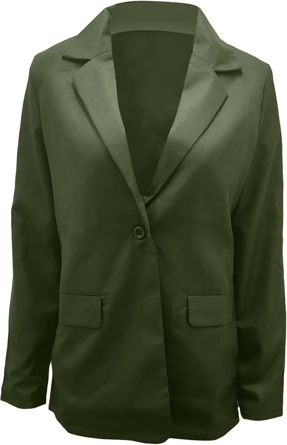 DIACACY Women's Lapel Open Front Work Blazer One Button Long Sleeve Jackets Office Solid Color Cardigan with Pockets