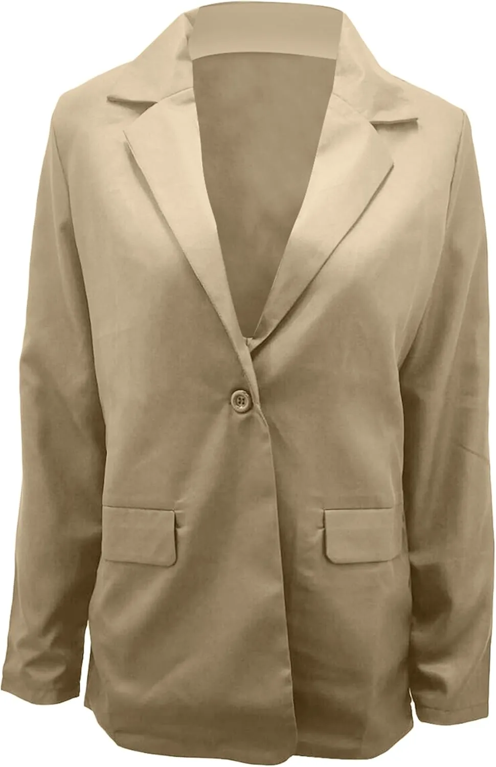 DIACACY Women's Lapel Open Front Work Blazer One Button Long Sleeve Jackets Office Solid Color Cardigan with Pockets