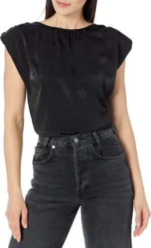 DKNY Sleeveless Shoulder Pad Satin Shell Top
