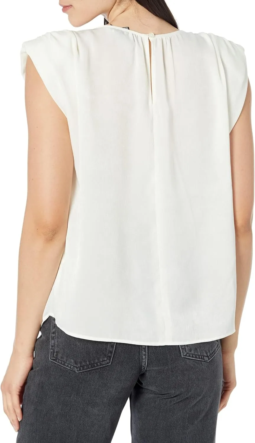 DKNY Sleeveless Shoulder Pad Satin Shell Top