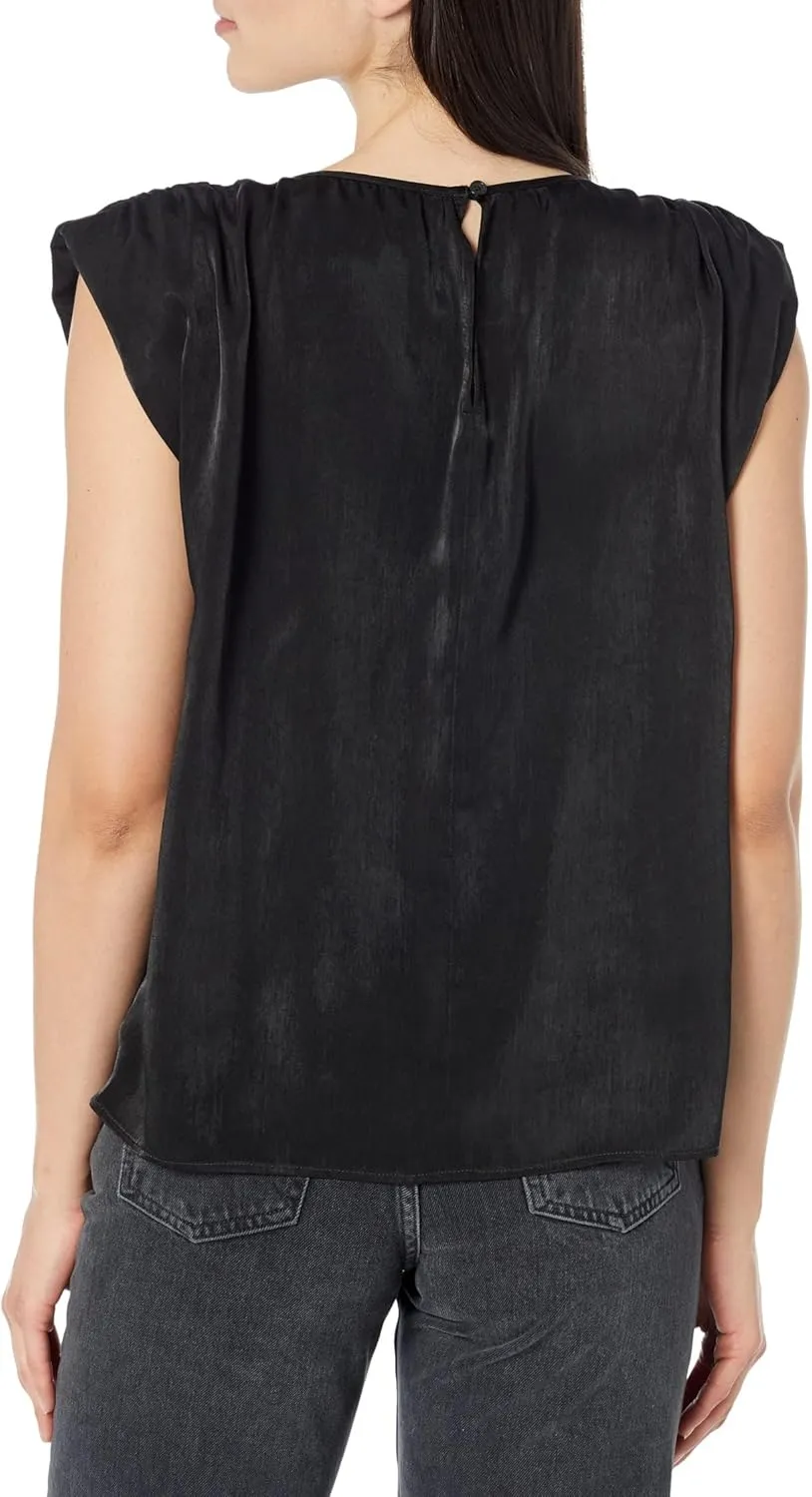 DKNY Sleeveless Shoulder Pad Satin Shell Top