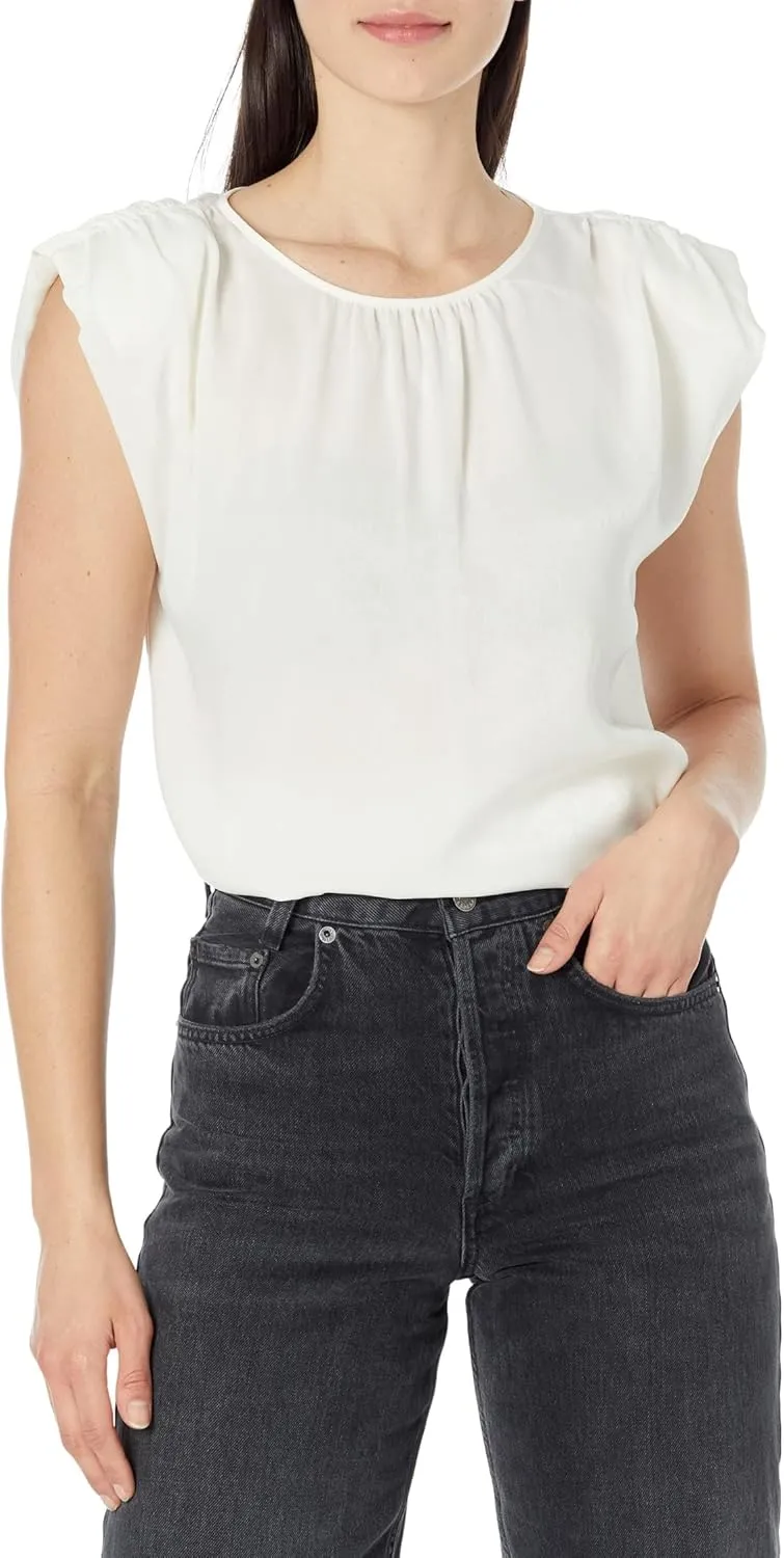 DKNY Sleeveless Shoulder Pad Satin Shell Top