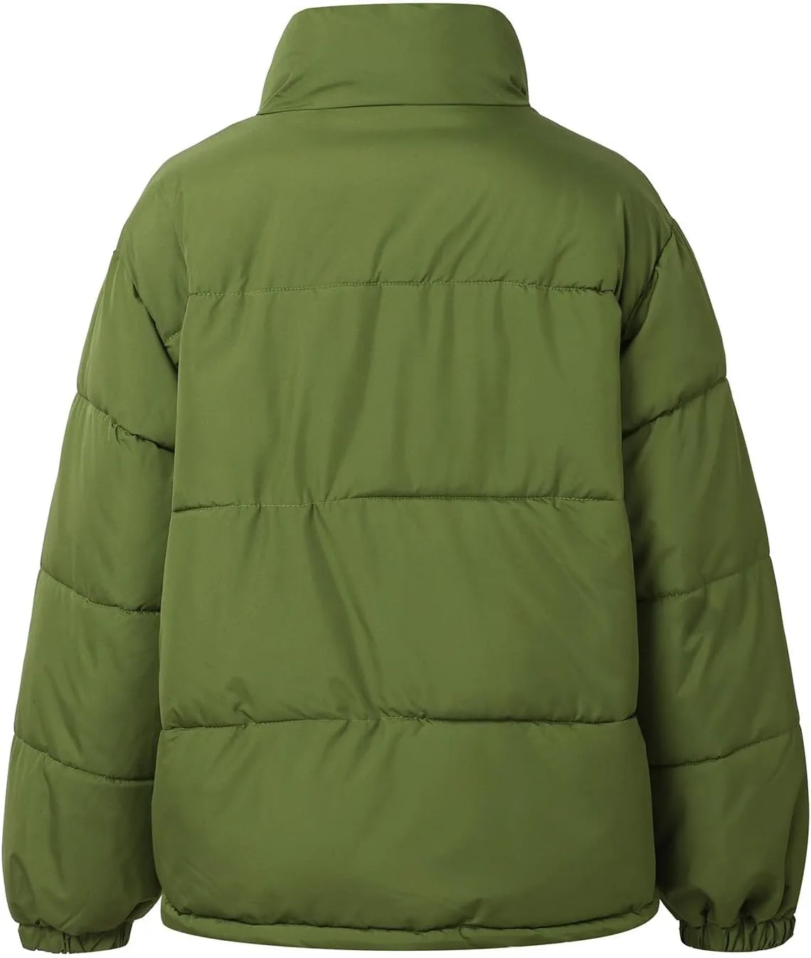 Down Jackets for Women Winter Solid Color Long Sleeve Stand Collar Padded Jacket Loose Fit Lightweight Warm Coats