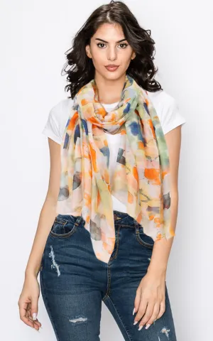 EAS9697 Floral Water Color Print Oblong Scarf