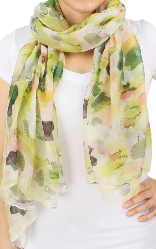 EAS9697 Floral Water Color Print Oblong Scarf