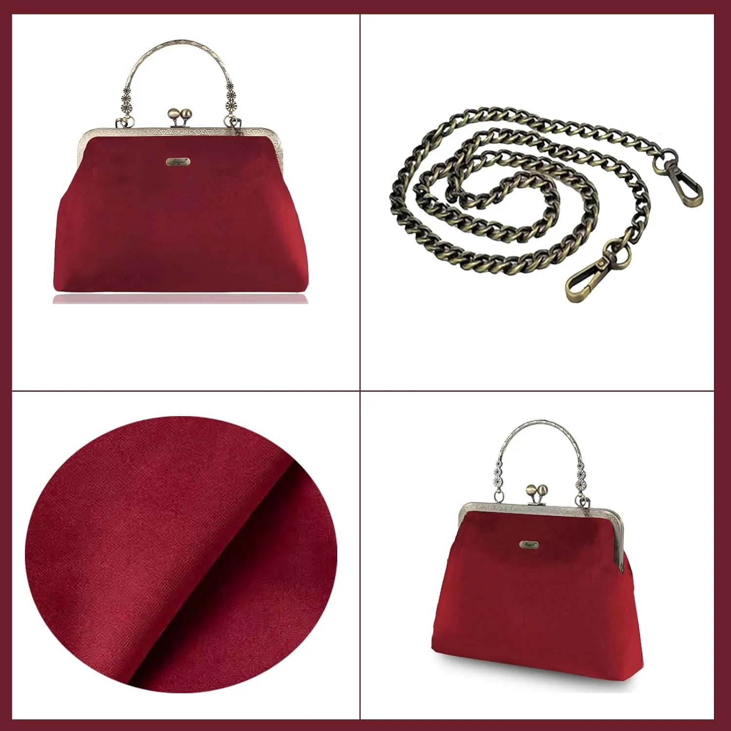 Evening Bag Vintage Purse Kiss Lock Purses and Handbags for Women Floral Canvas Handbag